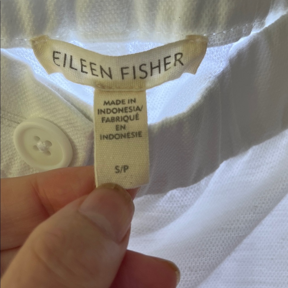 Eileen Fisher Organic Cotton and Hemp White Lantern Cargo Pocket Pull-On Pants - Picture 5 of 16